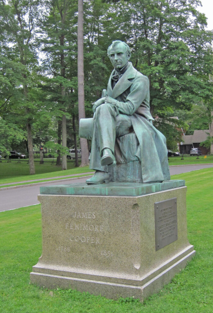 James Fenimore Cooper statue sits in Cooperstown, NY, the heart of The Leatherstocking Region.